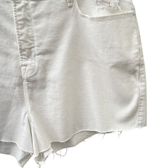 Good American Cut Off Distressed 90's White Denim Shorts Women's Plus 16 NWT - Picture 14 of 16